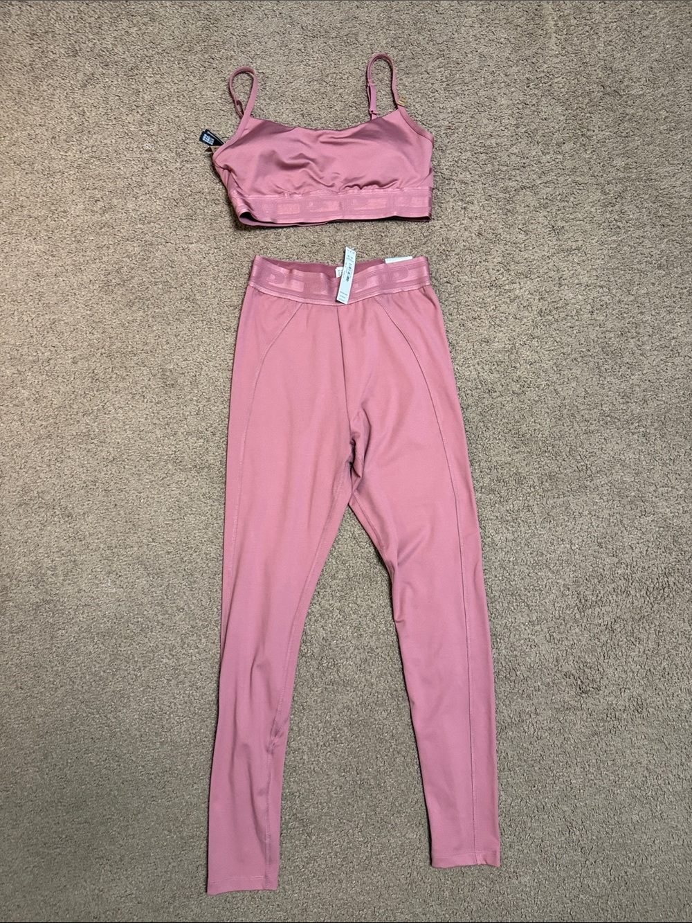 PINK Victoria's Secret Dusty Pink Sports Bra and Legging Set